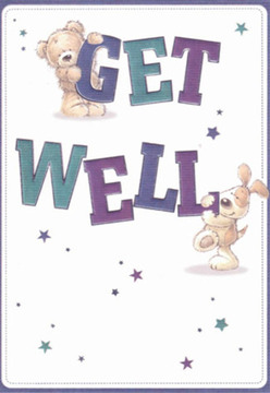 From the bustling heart of Teddington comes a get well card that radiates warmth and reassurance, mirroring the supportive camaraderie of local neighbours. A cuddly teddy bear perches atop the energetic word 'GET', gazing kindly at the recipient, while a playful puppy leans into the bold 'WELL' below-both seem to spring with the optimism found in the leafy lanes bordering Bushy Park. Their rounded, friendly features beam with affection and hope, much like the gentle encouragement passed among familiar faces on Church Road. The vibrant text, shaded in deep purples and blues, stands confidently on a pristine white canvas, echoing the fresh possibilities of each new day. Scattered stars, coloured in uplifting shades of teal and indigo, echo the sense of magic in wishing someone well. Every brushstroke is thoughtfully placed, recalling the care with which each bouquet is arranged at Flower Delivery Teddington for those needing a touch of comfort. The overall effect is one of crisp clarity and gentle promise-the kind of nurturing touch that brightens even the toughest recoveries.