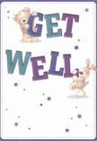 Radiating optimism and gentle cheer, this get well card features two adorable companions-a plush teddy bear and a playful puppy-each animatedly hugging the colourful 'Get Well' letters. The indigo and teal text stands out boldly against a smooth, creamy background, suffusing the image with vibrant energy. Accents of scattered stars in wash tones of blue and purple add a lighthearted, hopeful touch, reminiscent of petals glistening after a spring shower in Teddington's leafy streets. The fuzzy rendering of the bear and soft, floppy puppy ears suggest tactile comfort and soothe with their presence, much like the care found in a thoughtfully prepared bouquet from a local florist. This card becomes a vessel for genuine comfort, gently offering encouragement and kindness to anyone recovering within the close-knit community of Teddington-a sentiment as nurturing as a fresh arrangement delivered to your door.